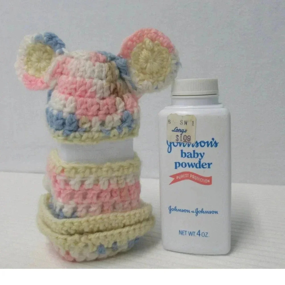 Vintage Johnson Baby Powder 4 oz Embossed Plastic Bottle Discontinued - 2 pk